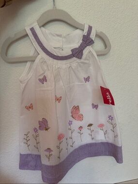 Girls White and Lavender Butterfly Garden Dress